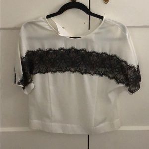 BCBG Maxazria white and black lace top